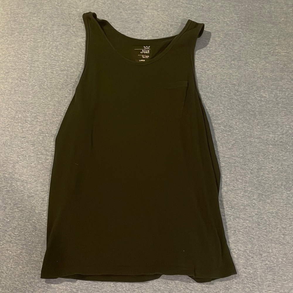 Blue crown black pocket tank top